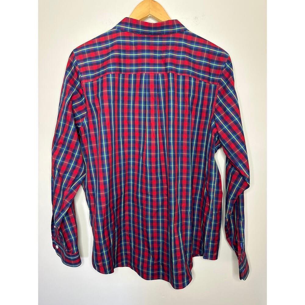 LL Bean Button Down Plaid Shirt Size XL Red Green Blue Wrinkle Free Long Sleeve - Picture 5 of 8